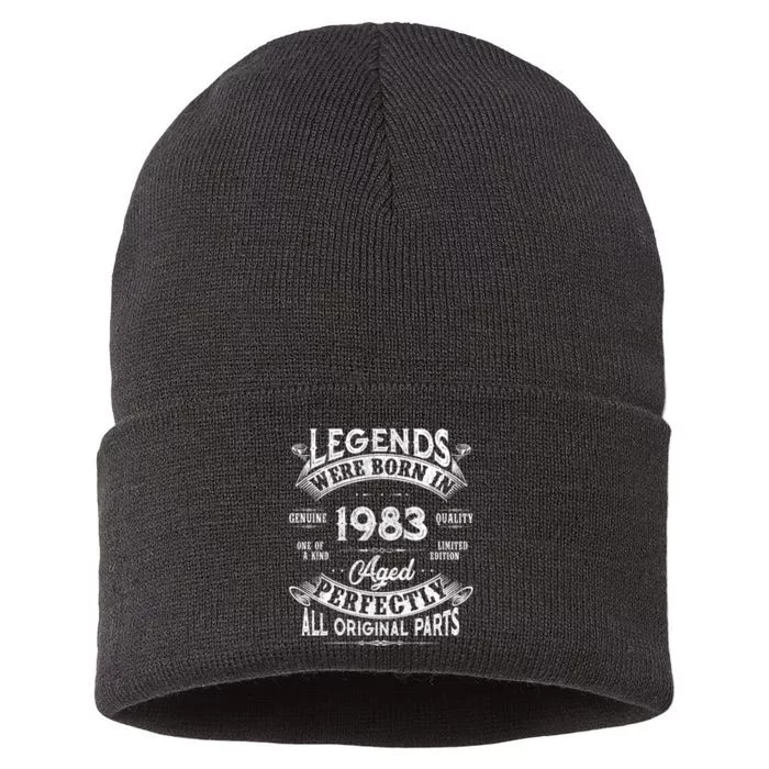 40th Birthday Vintage Legends Born In 1983 40 Years Old Sustainable Knit Beanie