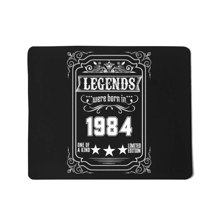 40th Birthday Vintage Legends Born In 1984 40 Years Old Mousepad