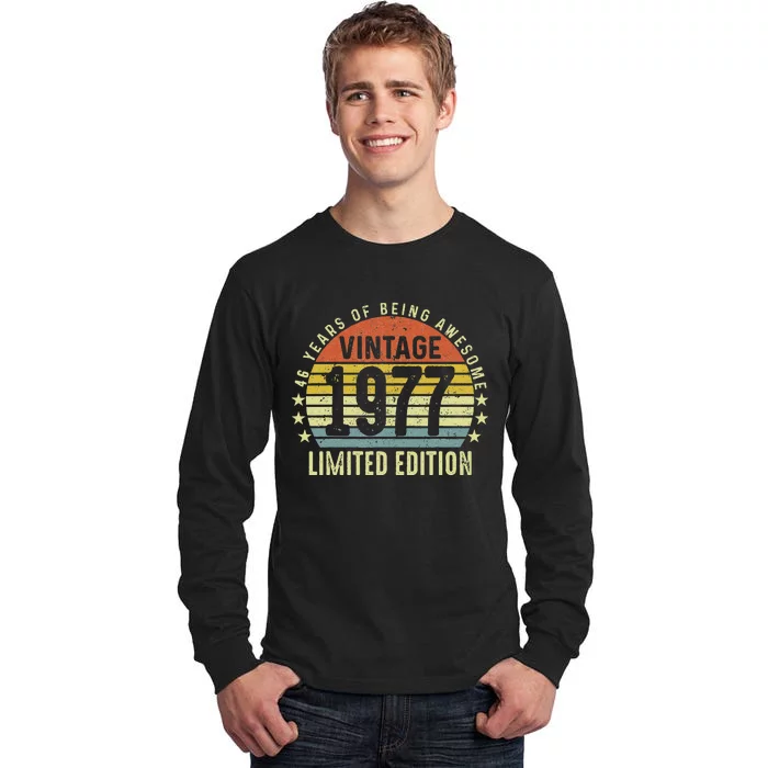 46th Birthday Vintage 1977 Turning 46 Year Old Man Women Tall Long Sleeve T-Shirt