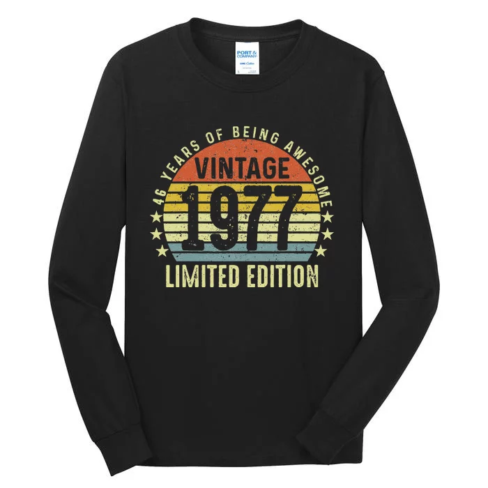 46th Birthday Vintage 1977 Turning 46 Year Old Man Women Tall Long Sleeve T-Shirt