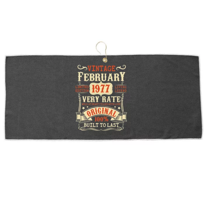 46th Birthday Vintage February 1977 46 Year Old Women Large Microfiber Waffle Golf Towel