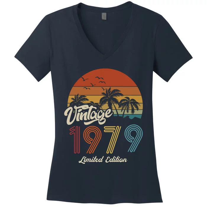 44th Birthday Vintage Limited Edition 1979 Women's V-Neck T-Shirt