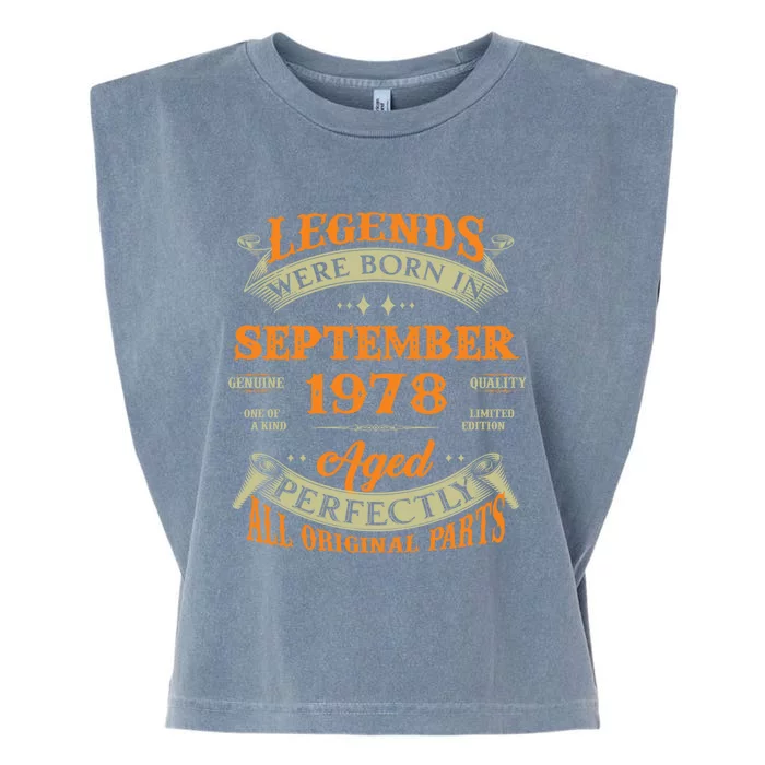 45th Birthday Vintage Legends Born In September 1978 Gift Garment-Dyed Women's Muscle Tee