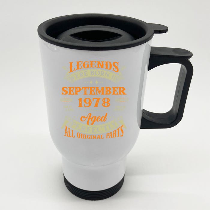 45th Birthday Vintage Legends Born In September 1978 Gift Front & Back Stainless Steel Travel Mug