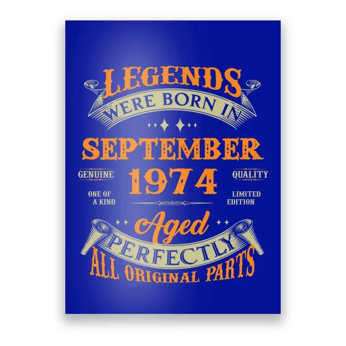 49th Birthday Vintage Legends Born In September 1974 Funny Gift Poster