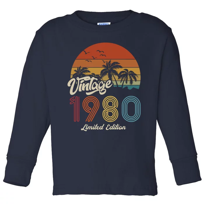 43rd Birthday Vintage Limited Edition 1980 Toddler Long Sleeve Shirt