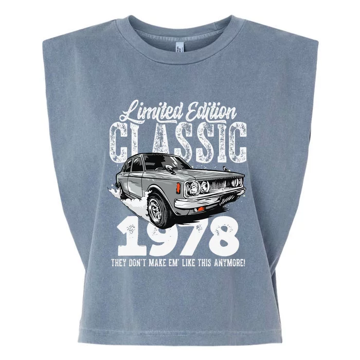 45th Birthday Vintage Classic Car 1978 Bday 45 Year Old Garment-Dyed Women's Muscle Tee