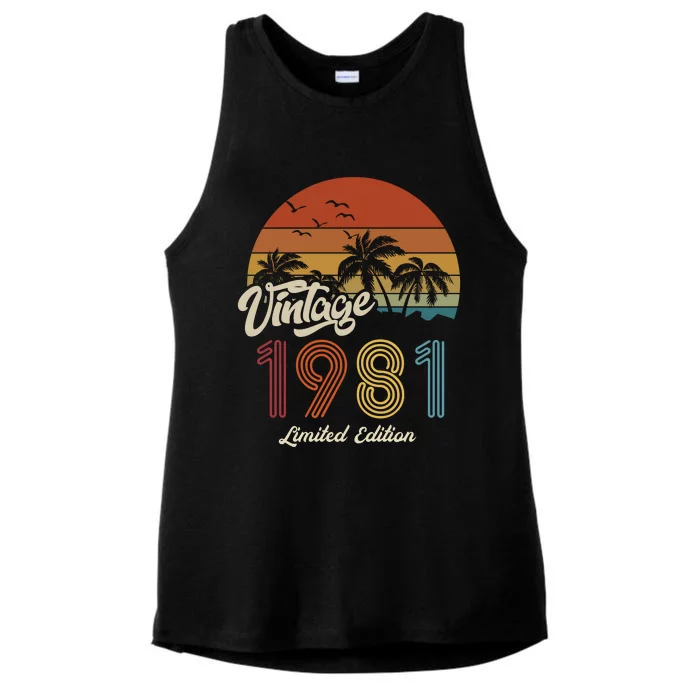 42nd Birthday Vintage Limited Edition 1981 Ladies Tri-Blend Wicking Tank