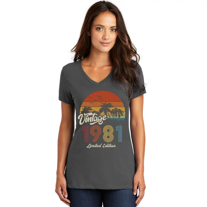 42nd Birthday Vintage Limited Edition 1981 Women's V-Neck T-Shirt