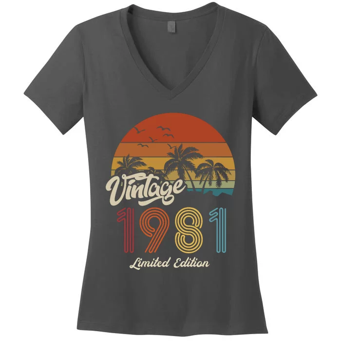 42nd Birthday Vintage Limited Edition 1981 Women's V-Neck T-Shirt