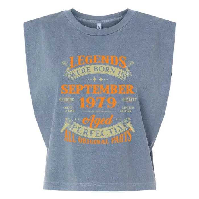 44th Birthday Vintage Legends Born In September 1979 Gift Garment-Dyed Women's Muscle Tee