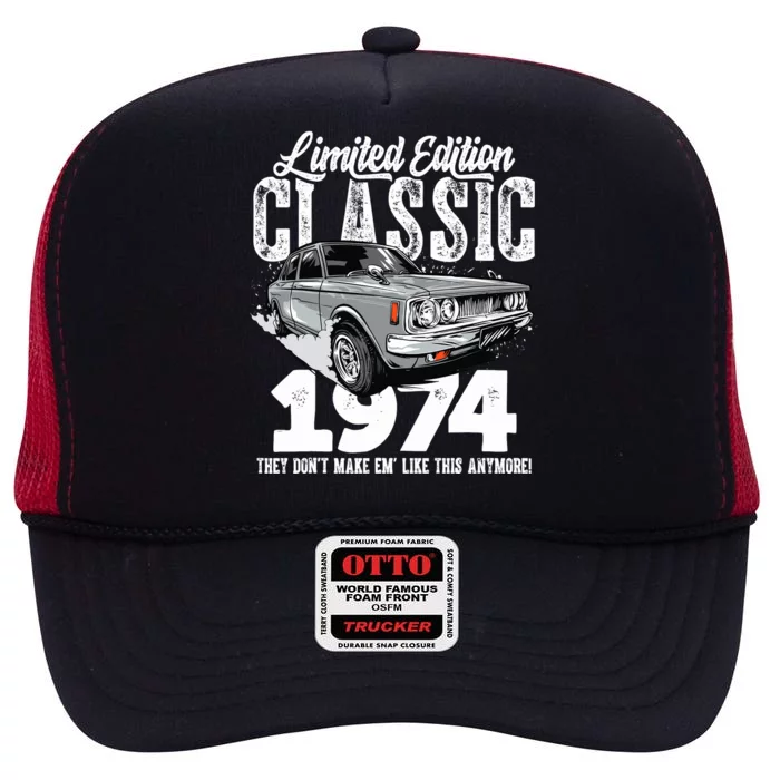 49th Birthday Vintage Classic Car 1974 Bday 49 Year Old High Crown Mesh Trucker Hat