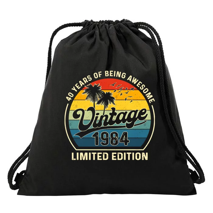 40th Birthday Vintage 1984 Limited Edition Drawstring Bag