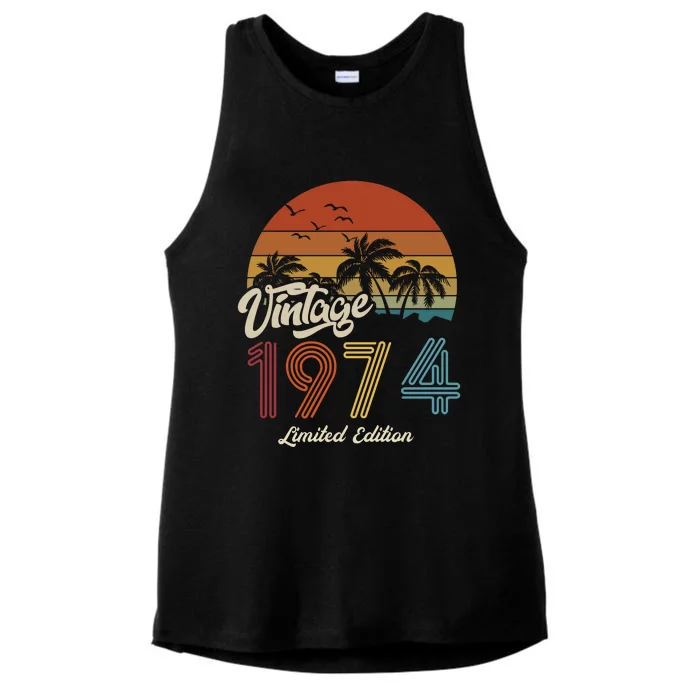 49th Birthday Vintage Limited Edition 1974 Ladies Tri-Blend Wicking Tank