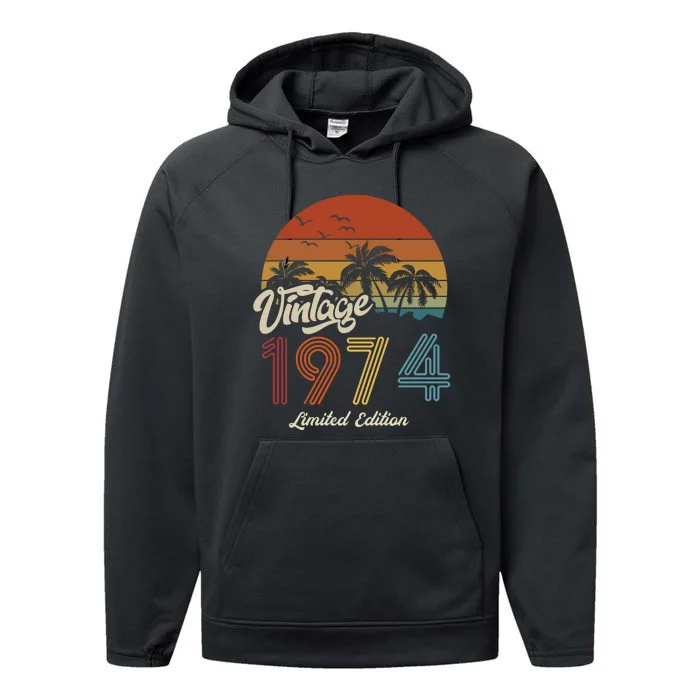 49th Birthday Vintage Limited Edition 1974 Performance Fleece Hoodie