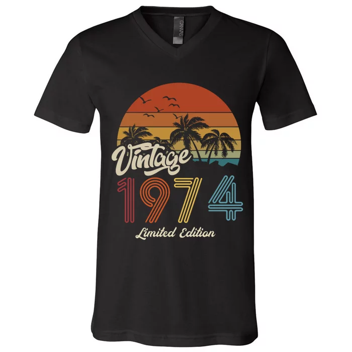 49th Birthday Vintage Limited Edition 1974 V-Neck T-Shirt