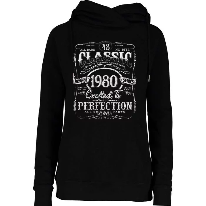 43rd Classic Birthday gift 43 Perfection 1980 Birthday Womens Funnel Neck Pullover Hood