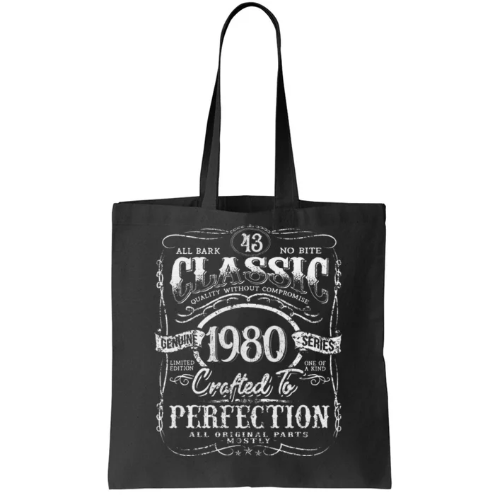 43rd Classic Birthday gift 43 Perfection 1980 Birthday Tote Bag