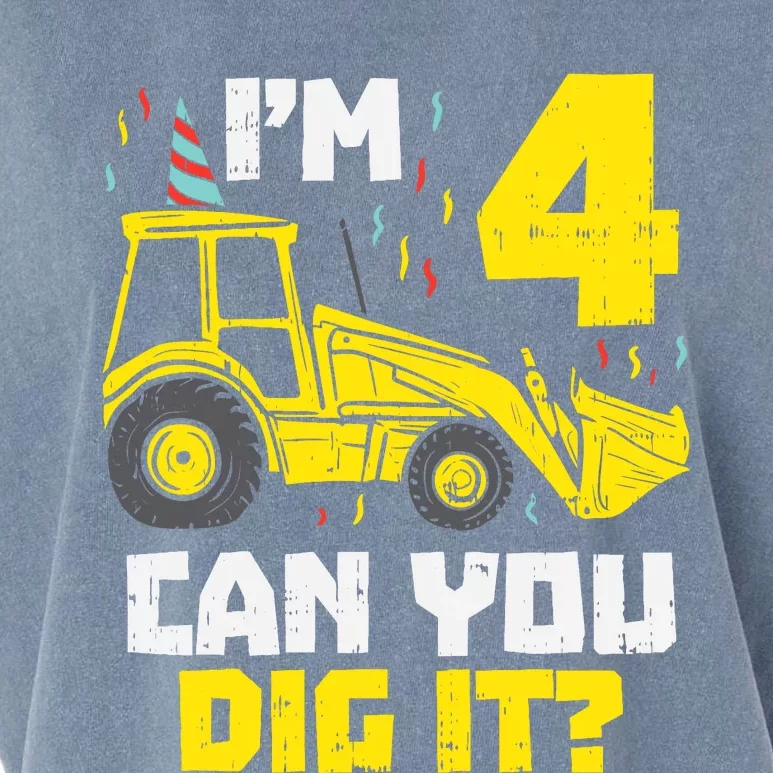 4 Can You Dig It Construction Truck 4th Birthday Boy Gift Garment-Dyed Women's Muscle Tee