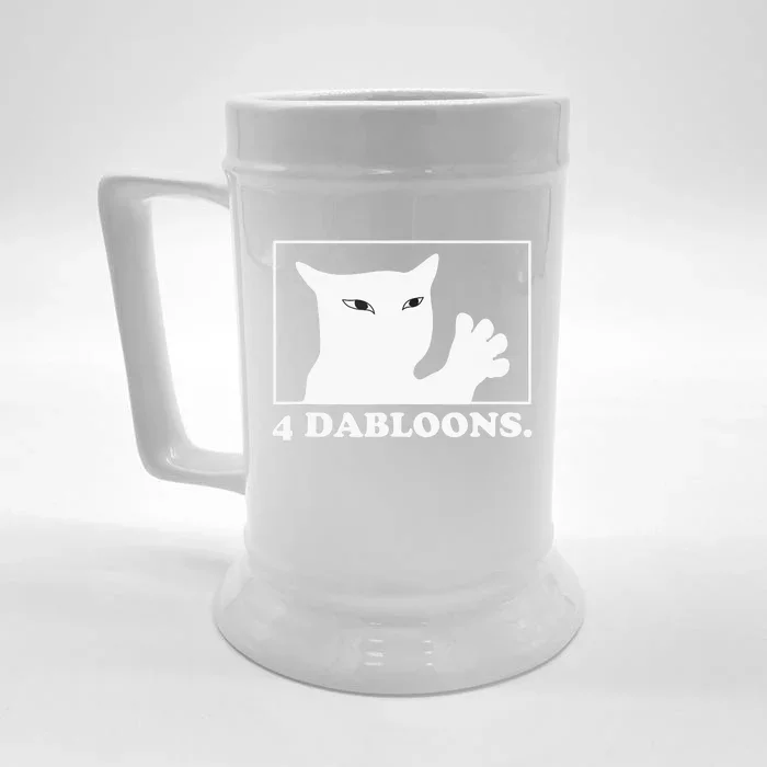 4 dabloons - 4 doubloons - 4 dabloons cat Front & Back Beer Stein