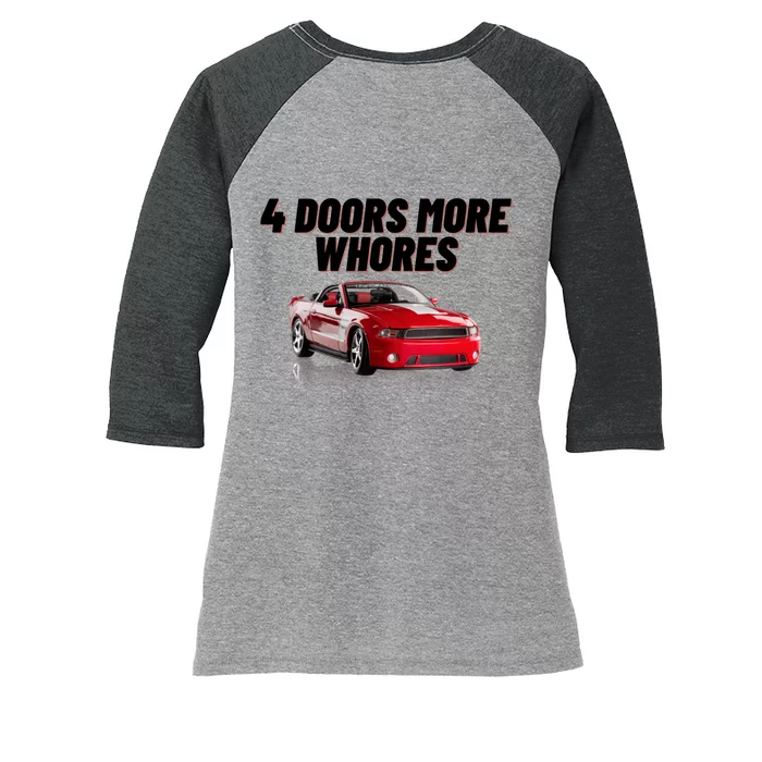 4 Doors More Whores Funny Car Women's Tri-Blend 3/4-Sleeve Raglan Shirt