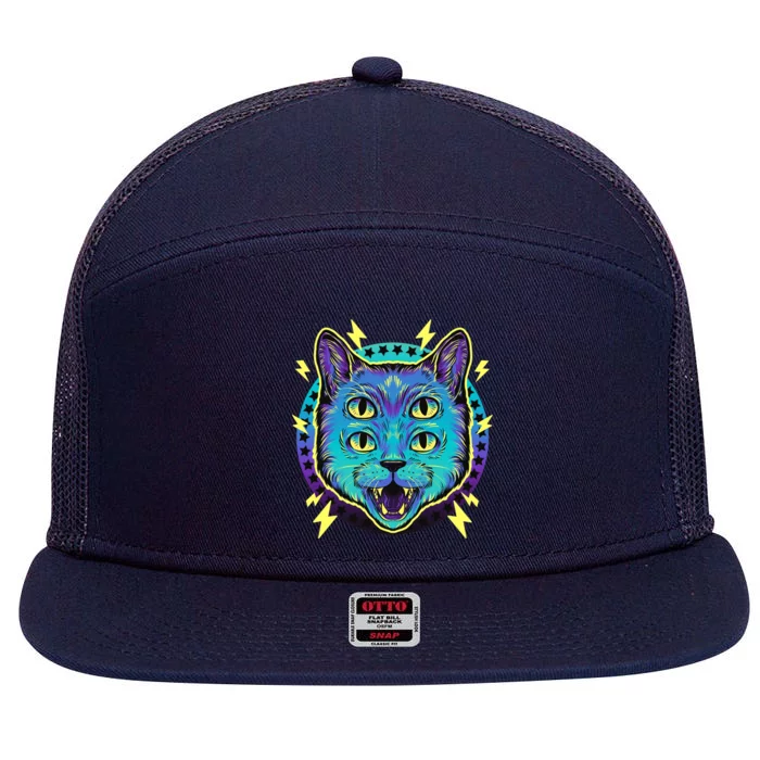 4 Eye Cat 7 Panel Mesh Trucker Snapback Hat