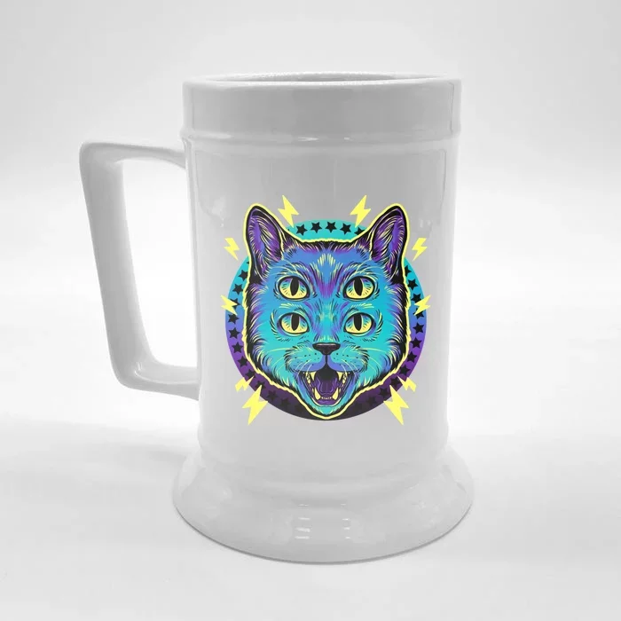 4 Eye Cat Front & Back Beer Stein