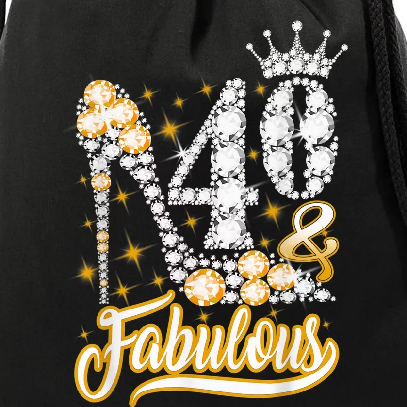 40 & Fabulous 40 Years Old 40th Birthday Diamond Crown Shoes Drawstring Bag