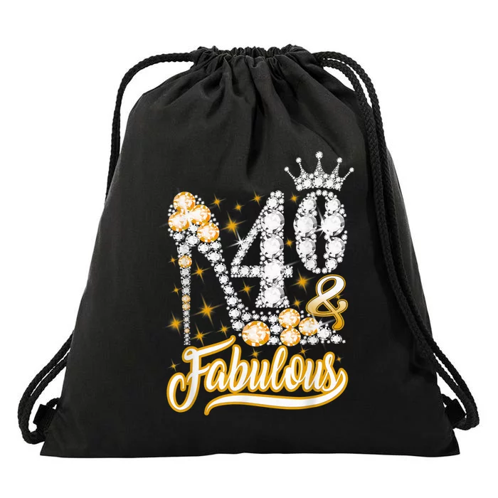 40 & Fabulous 40 Years Old 40th Birthday Diamond Crown Shoes Drawstring Bag