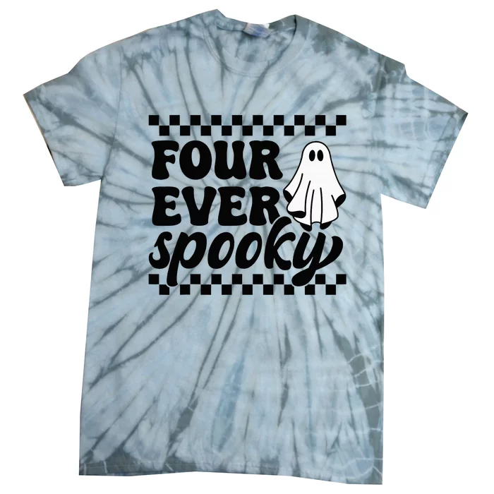 4th Fourth Birthday Four Year Old Halloween Four Ever Spooky Tie-Dye T-Shirt