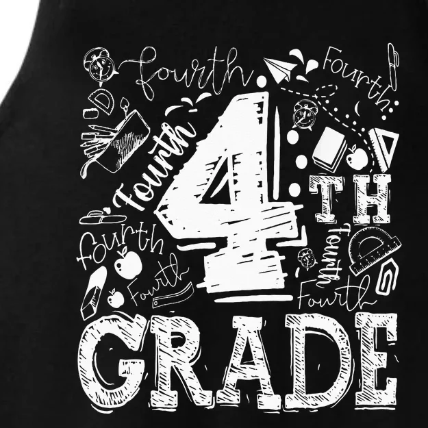 4th Fourth Grade Typography Team Kids Teacher Back To School Ladies Tri-Blend Wicking Tank