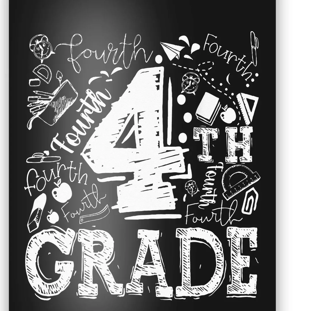 4th Fourth Grade Typography Team Kids Teacher Back To School Poster