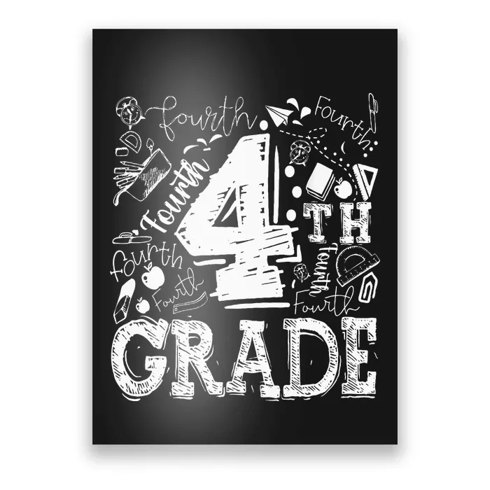 4th Fourth Grade Typography Team Kids Teacher Back To School Poster