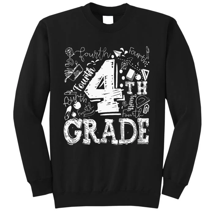 4th Fourth Grade Typography Team Kids Teacher Back To School Tall Sweatshirt