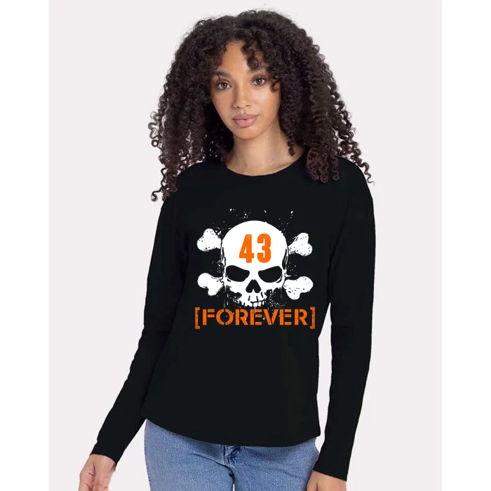 43 Forever Skull Crossbones Racing Legend Tribute Womens Cotton Relaxed Long Sleeve T-Shirt