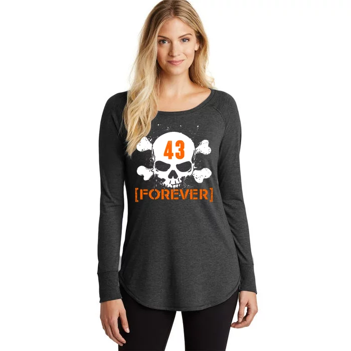 43 Forever Skull Crossbones Racing Legend Tribute Women's Perfect Tri Tunic Long Sleeve Shirt