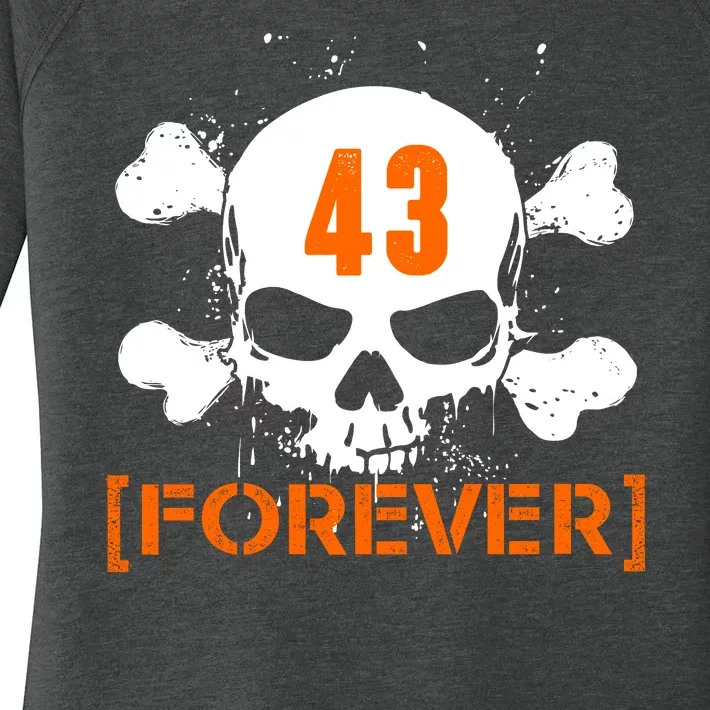 43 Forever Skull Crossbones Racing Legend Tribute Women's Perfect Tri Tunic Long Sleeve Shirt