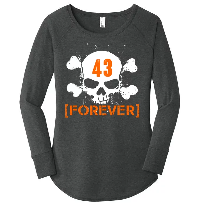 43 Forever Skull Crossbones Racing Legend Tribute Women's Perfect Tri Tunic Long Sleeve Shirt