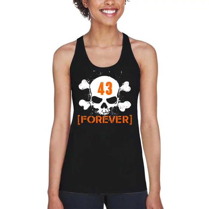 43 Forever Skull Crossbones Racing Legend Tribute Women's Racerback Tank