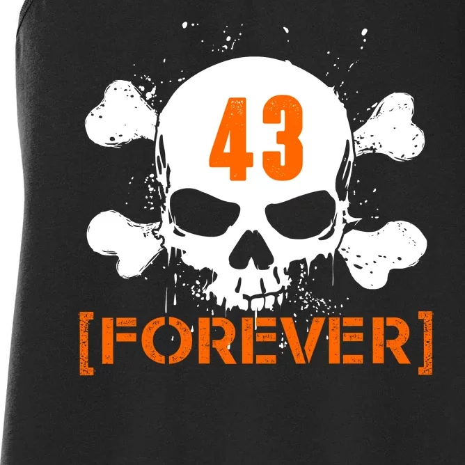 43 Forever Skull Crossbones Racing Legend Tribute Women's Racerback Tank