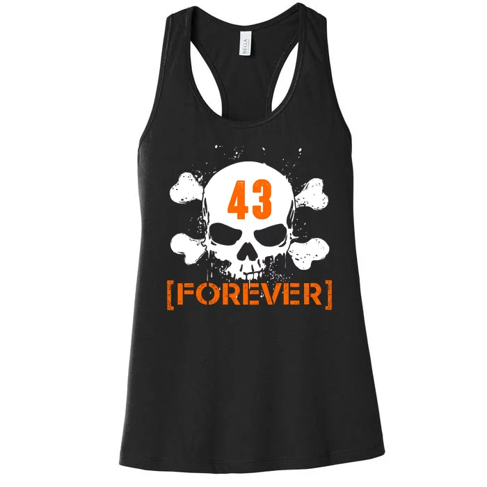 43 Forever Skull Crossbones Racing Legend Tribute Women's Racerback Tank