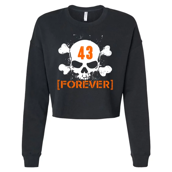 43 Forever Skull Crossbones Racing Legend Tribute Cropped Pullover Crew