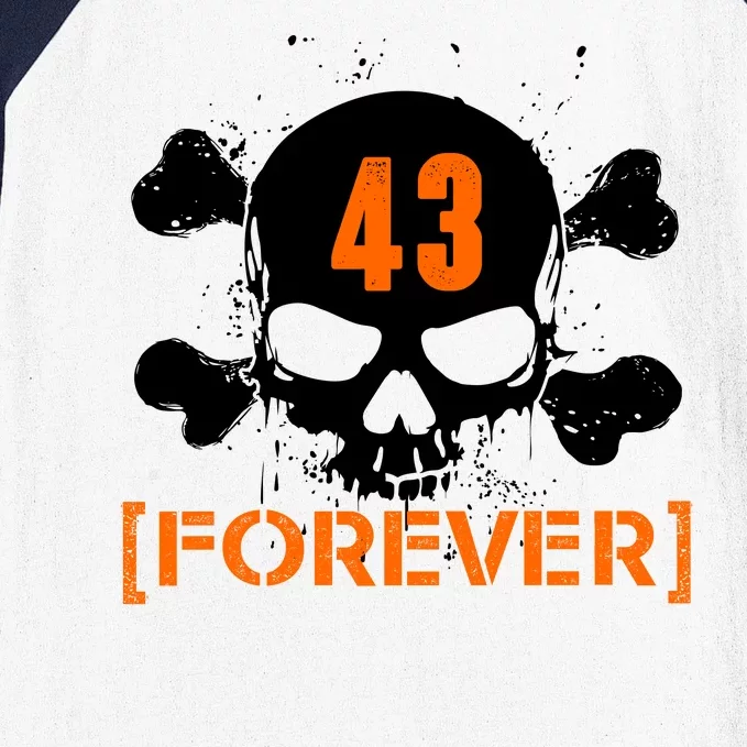 43 Forever Skull Crossbones Racing Legend Tribute Baseball Sleeve Shirt