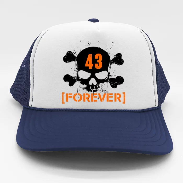 43 Forever Skull Crossbones Racing Legend Tribute Trucker Hat