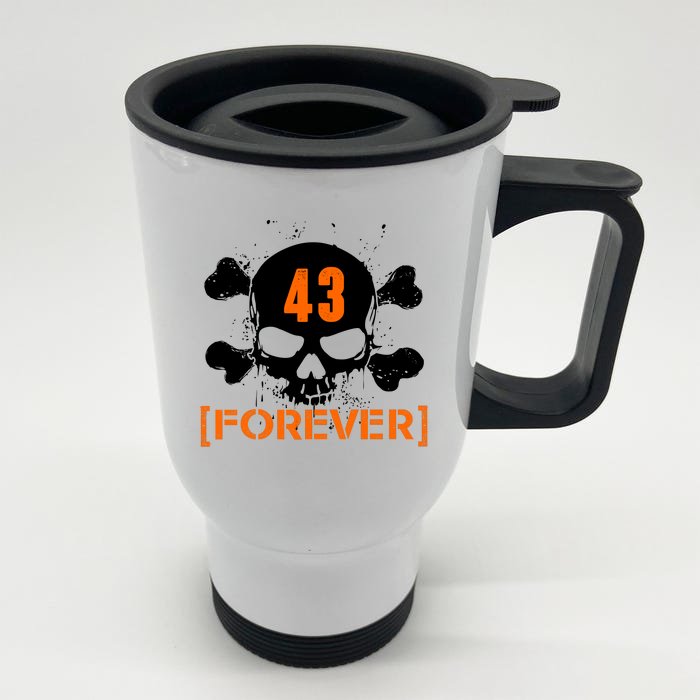 43 Forever Skull Crossbones Racing Legend Tribute Front & Back Stainless Steel Travel Mug