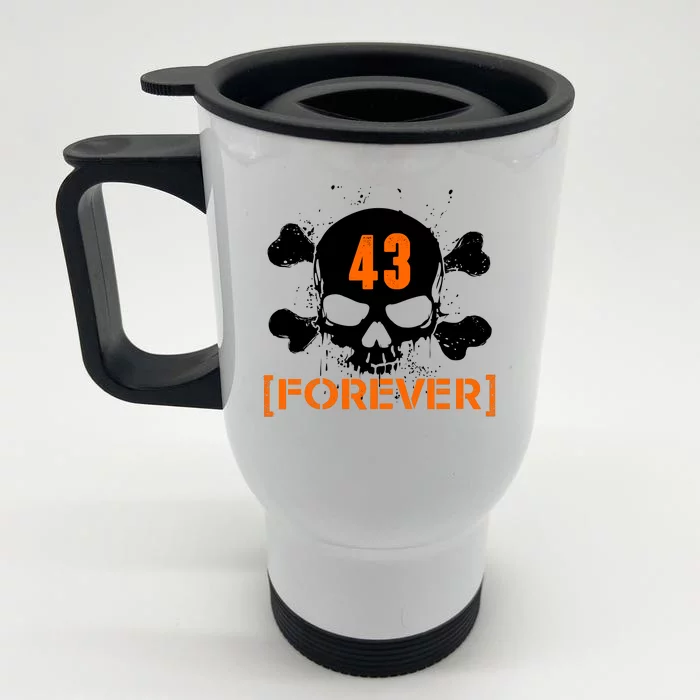 43 Forever Skull Crossbones Racing Legend Tribute Front & Back Stainless Steel Travel Mug