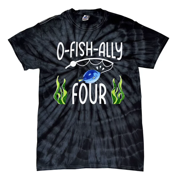 4th Fish Themed Birthday Funny Pun Tie-Dye T-Shirt