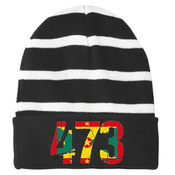 473 Grenada Striped Beanie with Solid Band