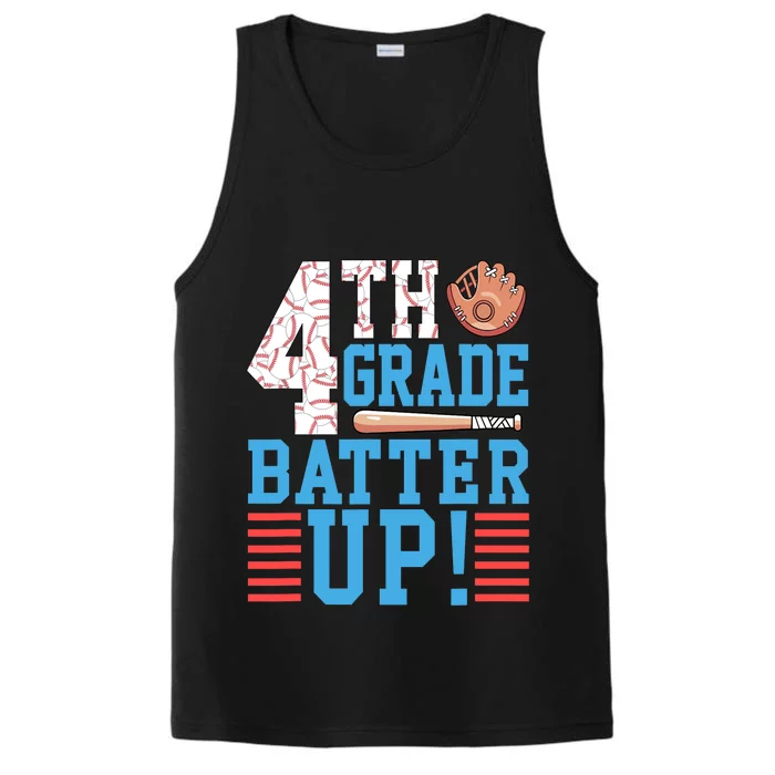 4th Grade Back To School 4th Grade Batter Up Baseball Performance Tank