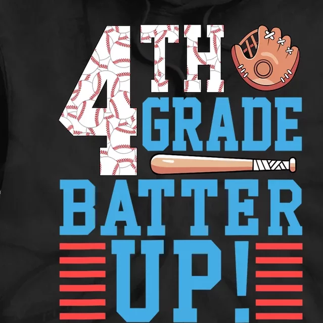 4th Grade Back To School 4th Grade Batter Up Baseball Tie Dye Hoodie